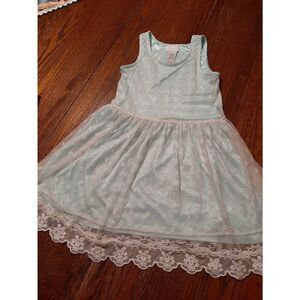 Size 8 Guess Blue White Lace Overlay Lace Trim Sleeveless Dress